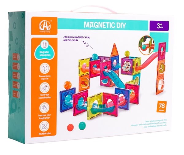 Klocki magnetyczne magnetic zestaw 78 elementów