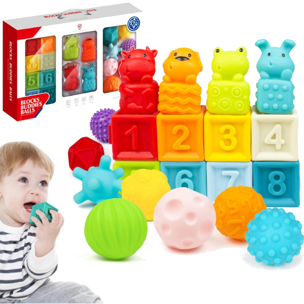 Miękkie klocki sensoryczne edukacyjne 20 sztuk