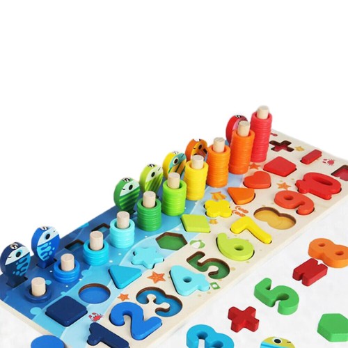 Drewniane liczydło sorter układanka rybki cyfry