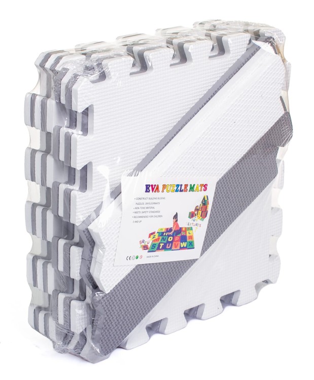 Mata piankowa edukacyjna duże puzzle 21 el. biało-szara
