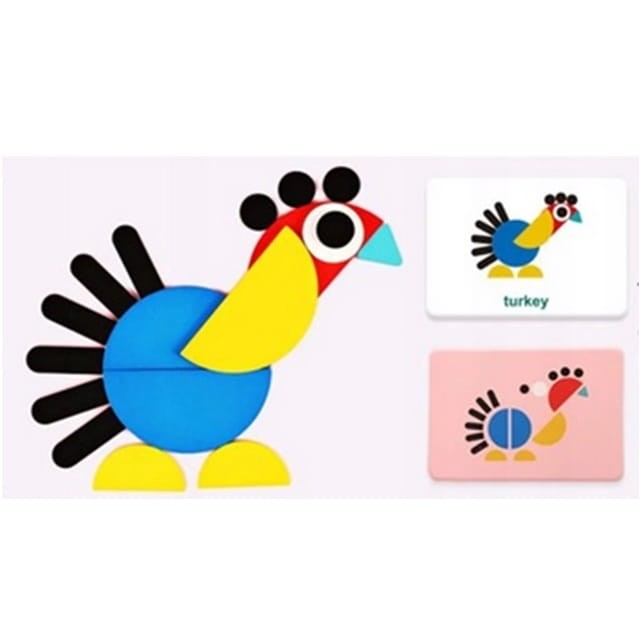 Zestaw montessori układanka puzzle drewniane 60 sztuk
