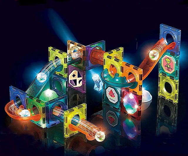 Magiczne klocki magnetyczne świecące, tor kulkowy 202 el