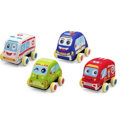 Autka auto pojazdy 4-pack miękkie dla niemowląt