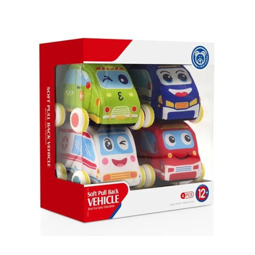 Autka auto pojazdy 4-pack miękkie dla niemowląt