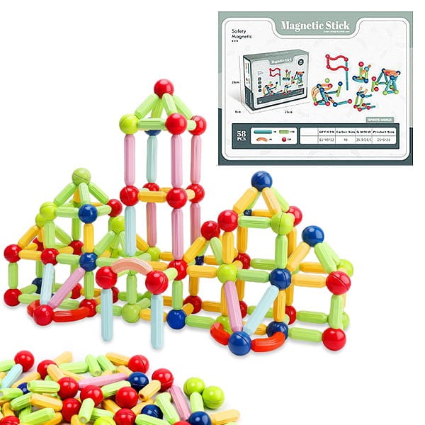 Klocki magnetyczne z kulkami magnetic sticks 58 el