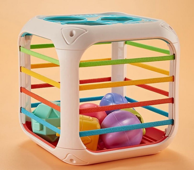 Kostka sensoryczna elastyczna edukacyjna sorter kształtów