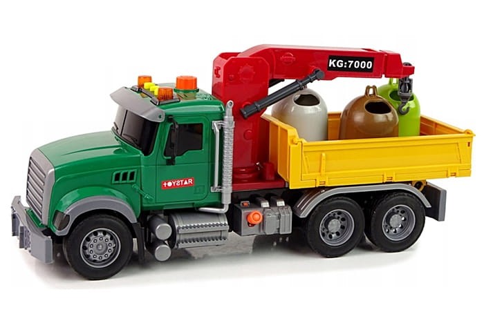 Ciężarówka auto dźwig transport kosz na śmieci