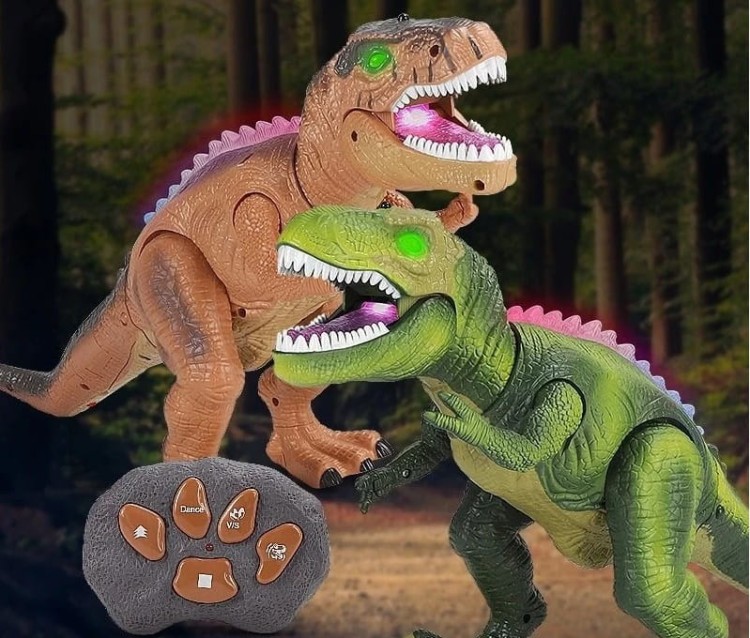 Duży dinozaur sterowany pilotem RC chodzi dźwięki led