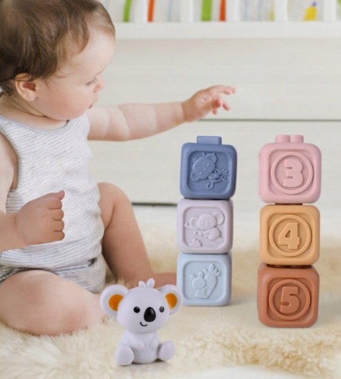 Klocki miękkie konstrukcyjne Koala układanie pierścieni zestaw