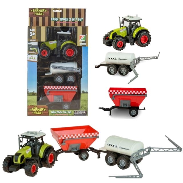 Traktor zestaw farmera światło i dźwięk beczka 2w1