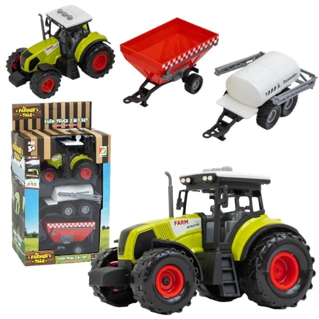 Traktor zestaw farmera światło i dźwięk beczka 2w1