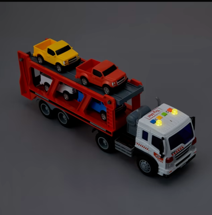 Auto transporter tir z przyczepą laweta 4 autka światła dźwięki