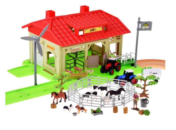 Duża Farma 125 elementów traktory zwierzęta gospodarstwo akcesoria + mata