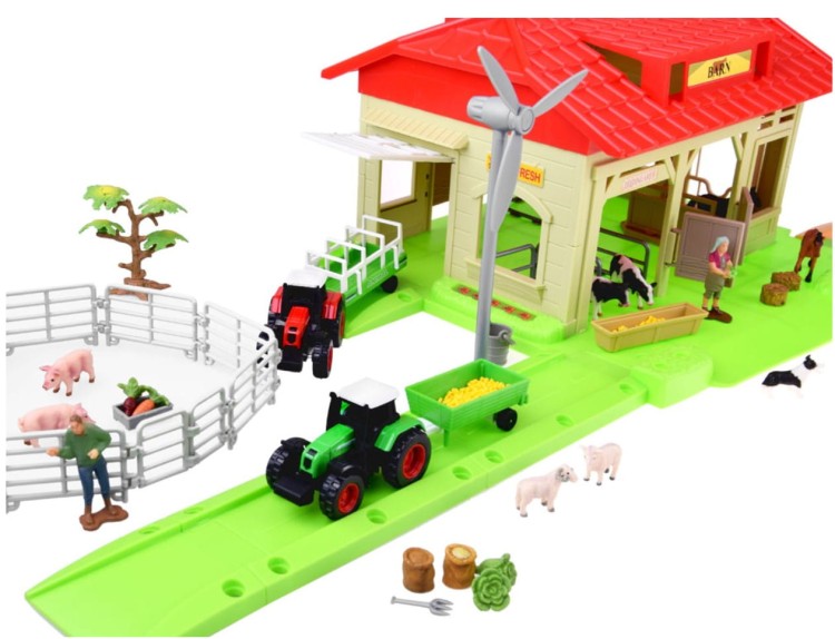Duża Farma 125 elementów traktory zwierzęta gospodarstwo akcesoria + mata