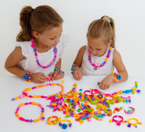 Duży zestaw do tworzenia biżuterii Pop arty bransoletki kwiatki 425 el.