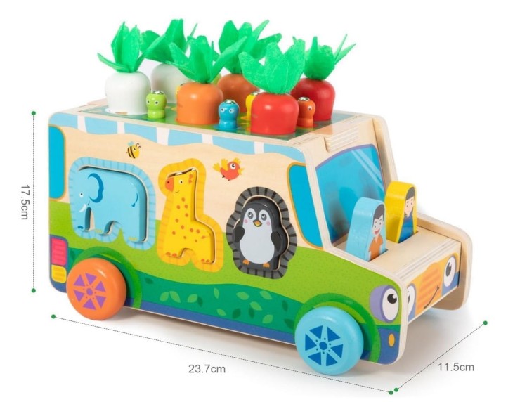 Montessori sorter klocków auto złap robaczka układanka robaczki marchewki zwierzęta