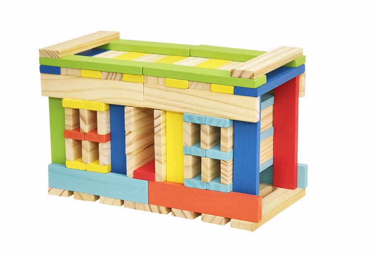 Klocki drewniane 100 el. mały architekt dla dzieci