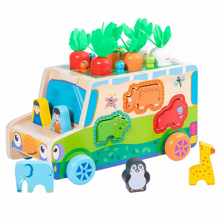 Montessori sorter klocków auto złap robaczka układanka robaczki marchewki zwierzęta