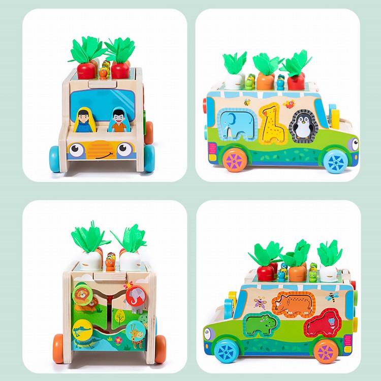 Montessori sorter klocków auto złap robaczka układanka robaczki marchewki zwierzęta