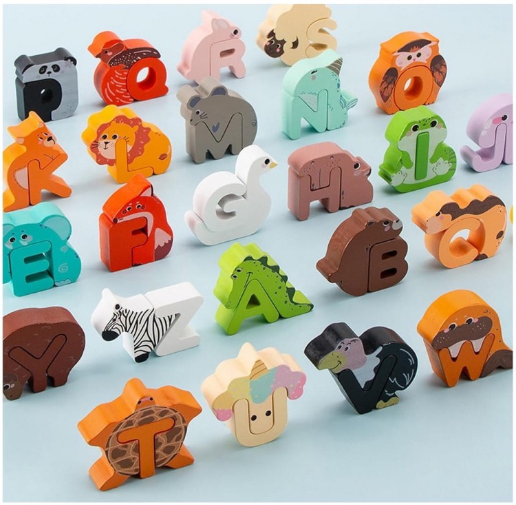 Doris drewniane literki puzzle układanka zwierzęta alfabet