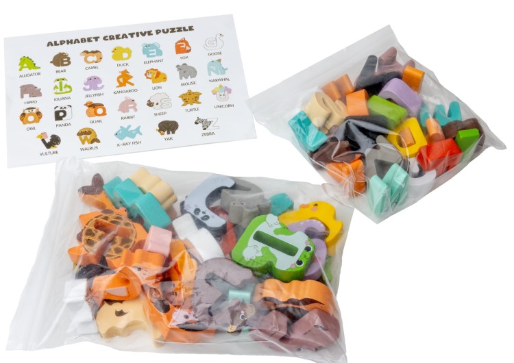 Doris drewniane literki puzzle układanka zwierzęta alfabet