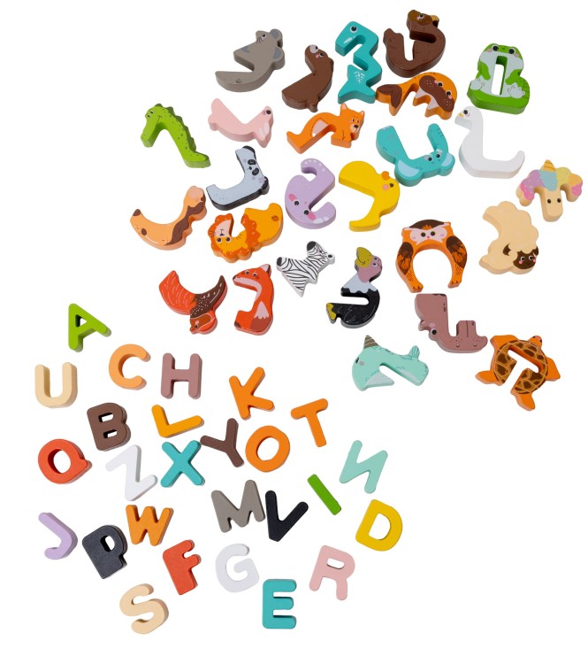 Doris drewniane literki puzzle układanka zwierzęta alfabet