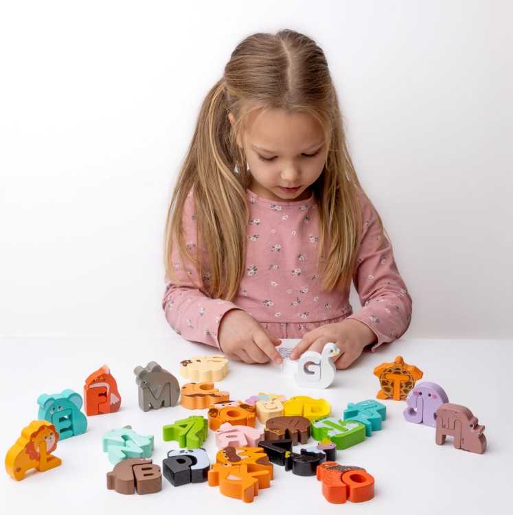 Doris drewniane literki puzzle układanka zwierzęta alfabet