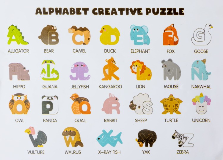 Doris drewniane literki puzzle układanka zwierzęta alfabet