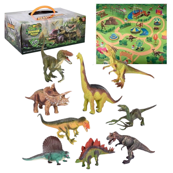 Zestaw figurek dinozaury 9 el. z akcesoriami + mata