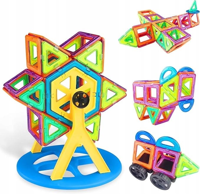 Klocki magnetyczne edukacyjne 72 elementy