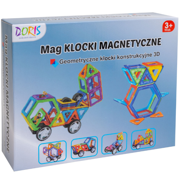 Klocki magnetyczne edukacyjne 72 elementy
