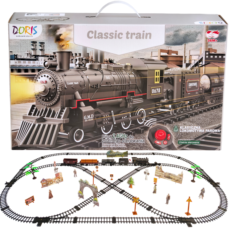 Dymiąca kolejka z torami Rail King sterowana pilotem