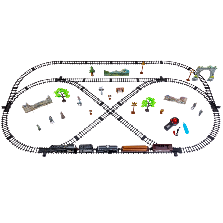 Dymiąca kolejka z torami Rail King sterowana pilotem
