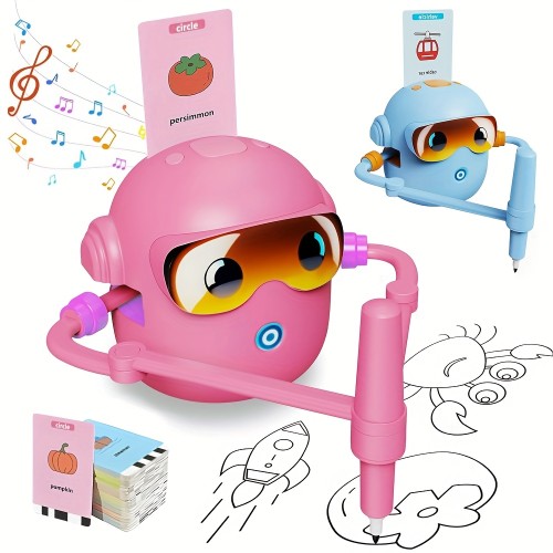 Robot edukacyjny interaktywny nauka rysowania zestaw fiszki mazaki 100 kart