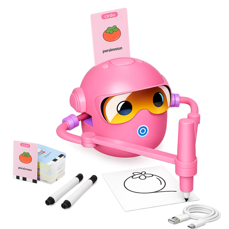 Robot edukacyjny interaktywny nauka rysowania zestaw fiszki mazaki 100 kart
