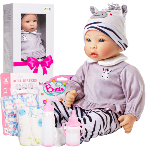 Lalka Pola bobas w śpioszkach 40 cm butelki pieluszki