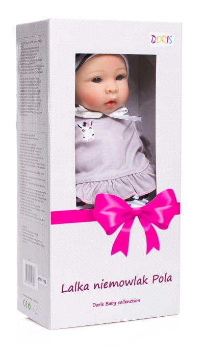 Lalka Pola bobas w śpioszkach 40 cm butelki pieluszki