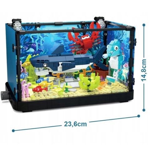 Klocki konstrukcyjne akwarium z rybkami LED rekin krab 648 el