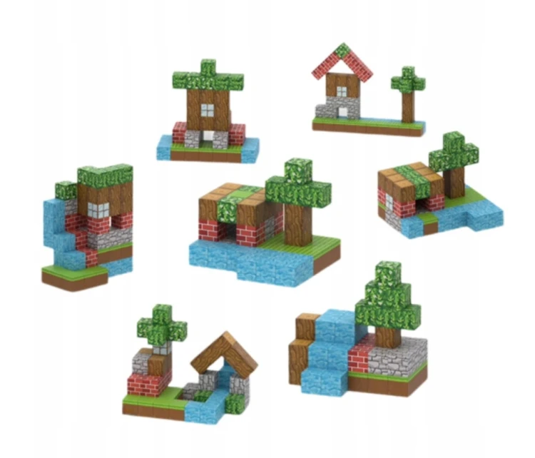 Klocki magnetyczne sześciany 3D pixele w walizce