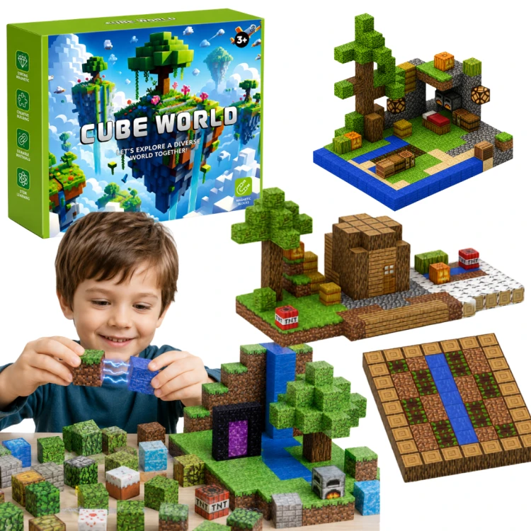 Klocki magnetyczne sześciany kostki 3D pixele 300 elementów