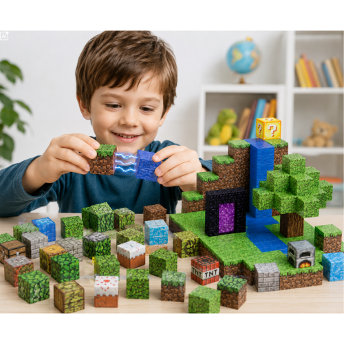 Klocki magnetyczne sześciany kostki 3D pixele XXL 640 elementów