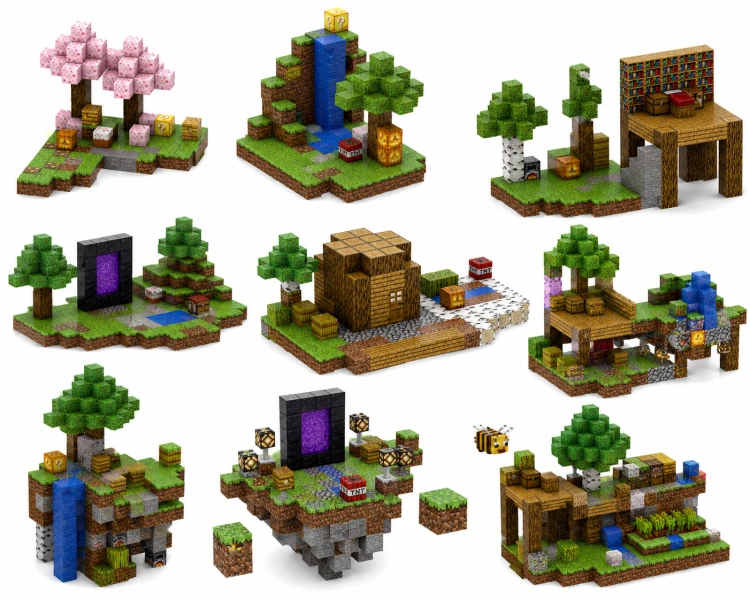 Klocki magnetyczne sześciany kostki 3D pixele XXL 640 elementów