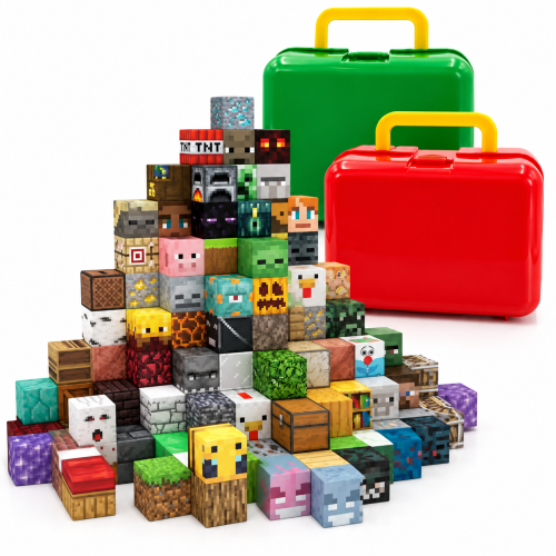 Klocki magnetyczne sześciany 3D pixele w walizce