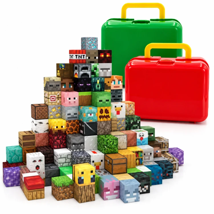 Klocki magnetyczne sześciany 3D pixele w walizce